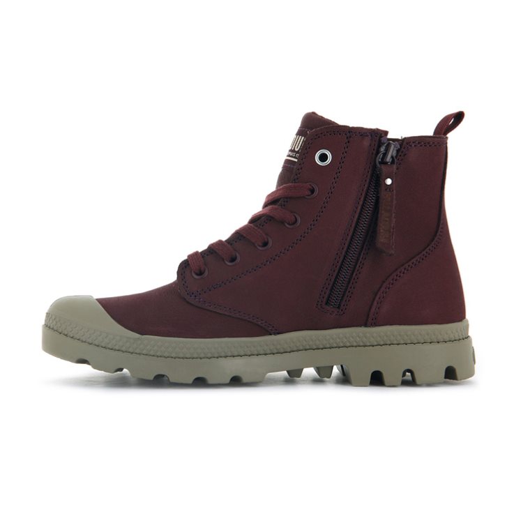 Dámské Boty Palladium Pampa Hi Zip SL Vínové | CZ NZB-78R